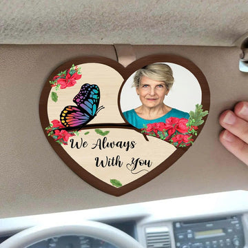Memorial Car Visor Clip – “I’m Always with You” with Custom Photo & Cardinal Design