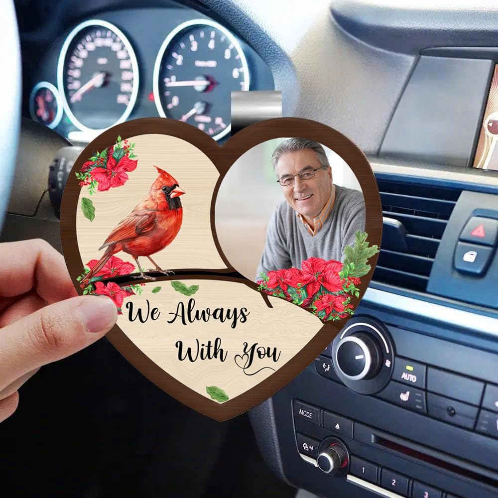 Memorial Car Visor Clip – “I’m Always with You” with Custom Photo & Cardinal Design