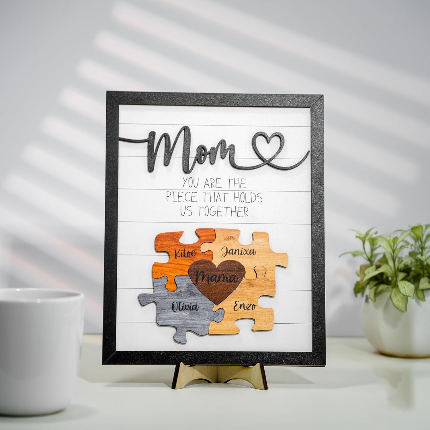 Personalized Mom Puzzle Sign – “You Are the Piece That Holds Us Together”