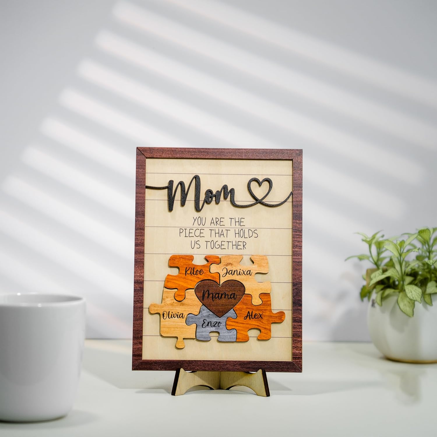 Personalized Mom Puzzle Sign – “You Are the Piece That Holds Us Together”