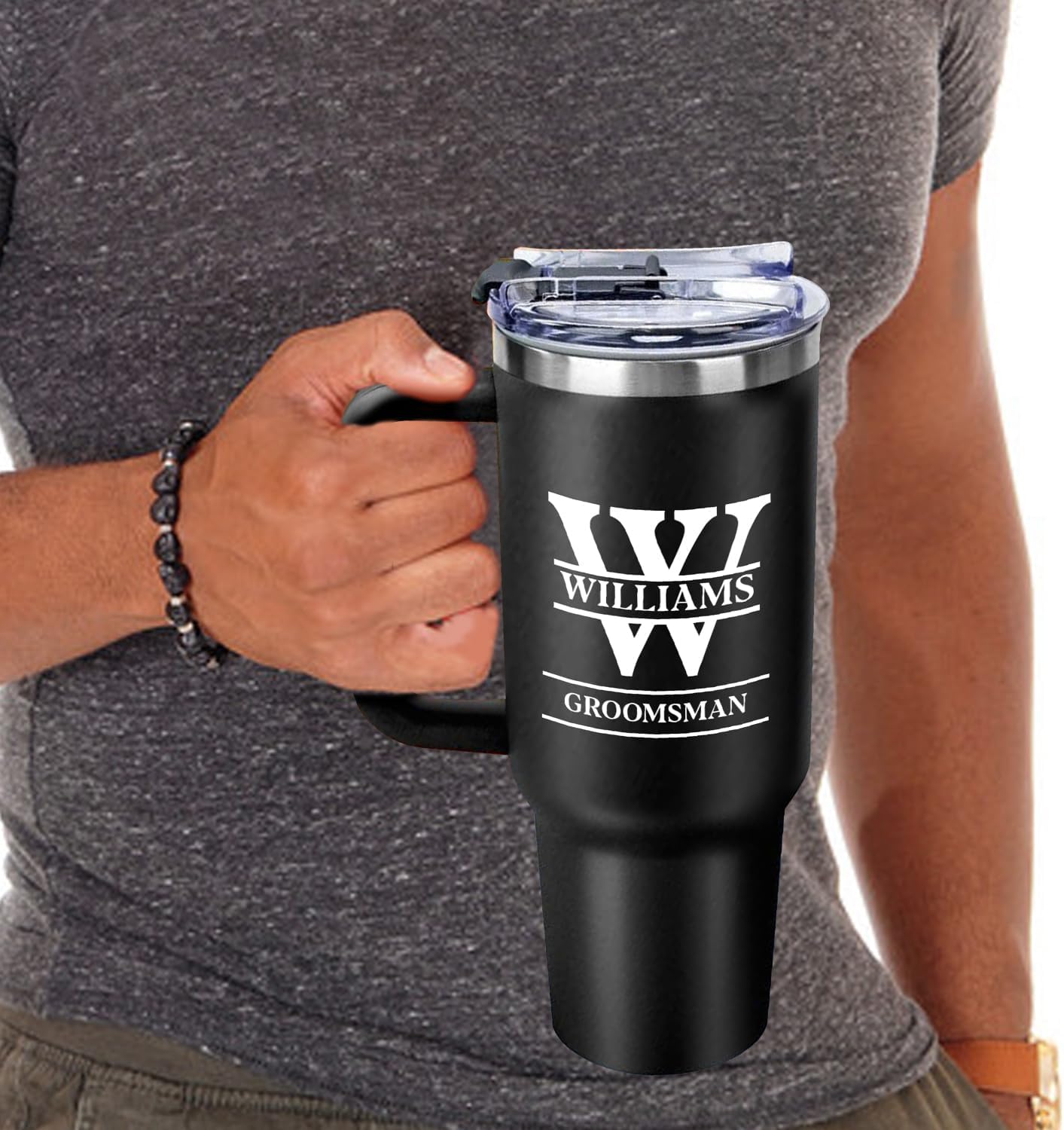 Custom 40oz Tumbler with Handle & Straw – Personalized Name Mug