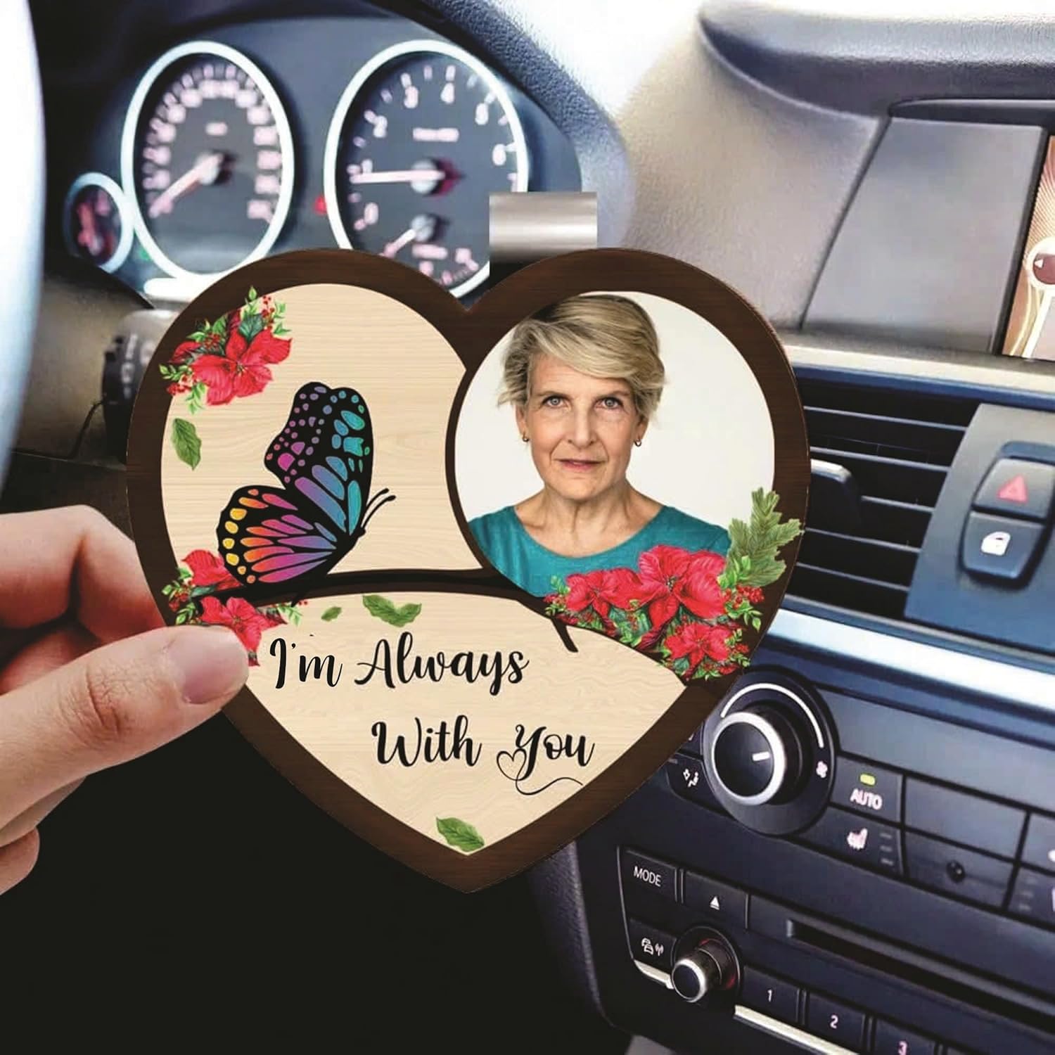Memorial Car Visor Clip – “I’m Always with You” with Custom Photo & Cardinal Design
