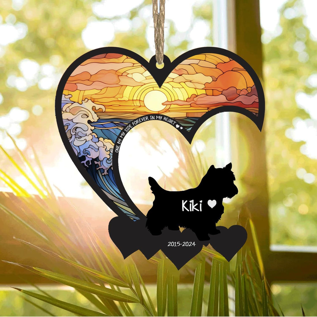 Personalized Dog Memorial Suncatcher – Custom Name & Breed Tribute