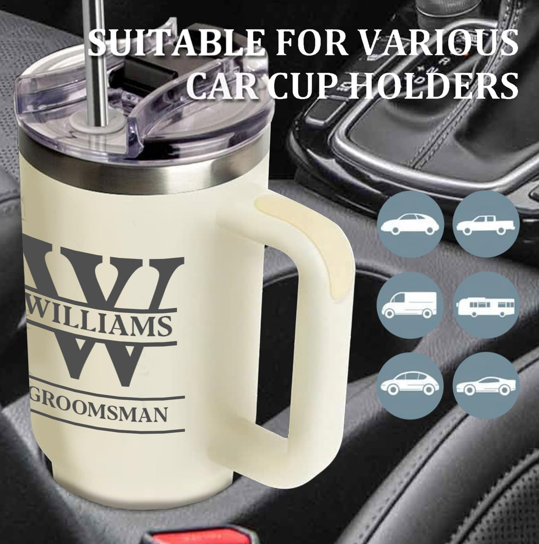 Custom 40oz Tumbler with Handle & Straw – Personalized Name Mug