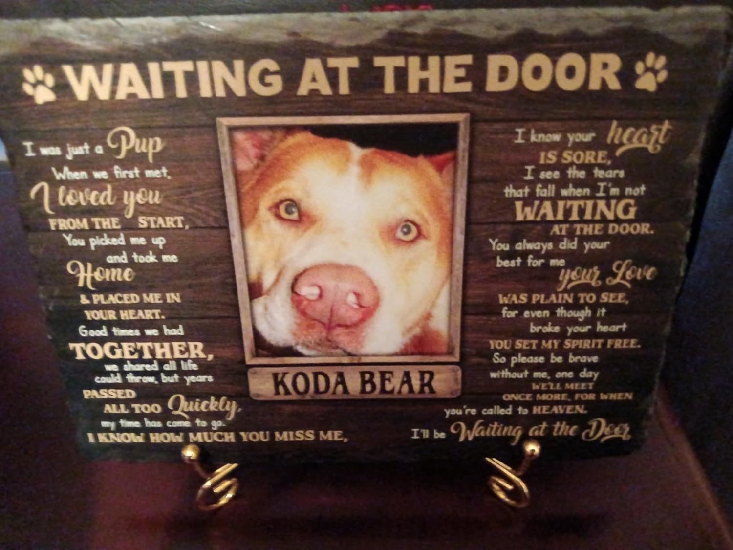 Personalized Pet Memorial Stone – “Waiting at the Door” with Photo